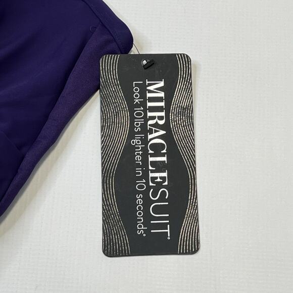 Miraclesuit Rock Solid Captivate One Piece Swimsuit Size 12 Purple Criss Cross - Picture 6 of 16